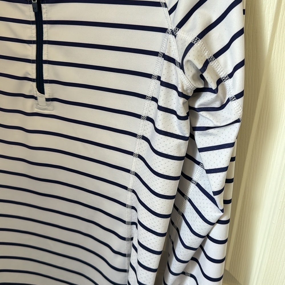 Vineyard Vines Navy and White Striped Quarter-Zip Pullover - Picture 4 of 7